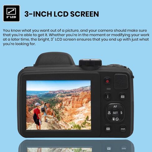 كاميرا Kodak PIXPRO AZ405 الرقمية + بطاقة ذاكرة سعة 64 جيجابايت + حقيبة كاميرا (أسود) in Kuwait