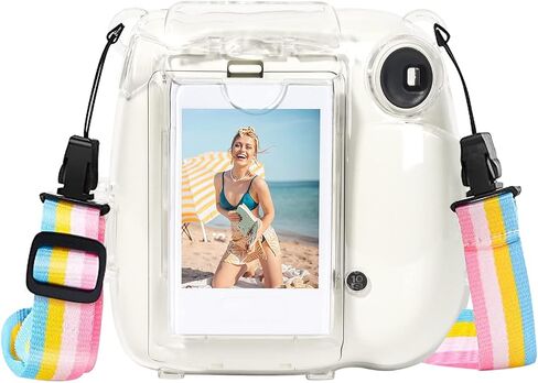 حافظة Rieibi Mini 7+ - حافظة كاميرا كريستالية شفافة لكاميرا Fujifilm Mini 7 Plus الفورية - غطاء نسخة مطورة مع حزام كتف قابل للإزالة in Kuwait