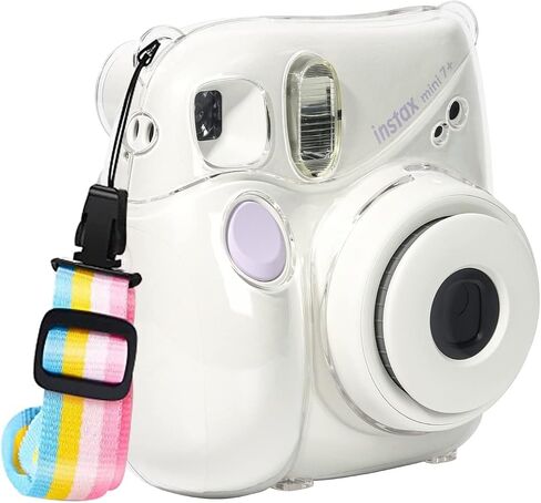 حافظة Rieibi Mini 7+ - حافظة كاميرا كريستالية شفافة لكاميرا Fujifilm Mini 7 Plus الفورية - غطاء نسخة مطورة مع حزام كتف قابل للإزالة in Kuwait