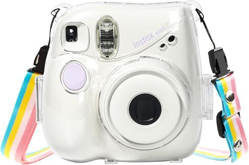 حافظة Rieibi Mini 7+ - حافظة كاميرا كريستالية شفافة لكاميرا Fujifilm Mini 7 Plus الفورية - غطاء نسخة مطورة مع حزام كتف قابل للإزالة in Kuwait