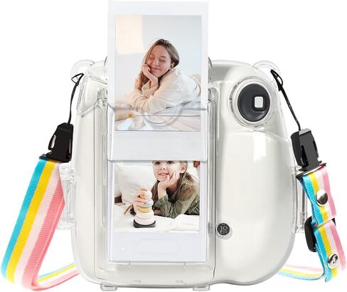 حافظة Rieibi Mini 7+ - حافظة كاميرا كريستالية شفافة لكاميرا Fujifilm Mini 7 Plus الفورية - غطاء نسخة مطورة مع حزام كتف قابل للإزالة in Kuwait