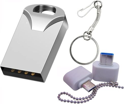 محركات أقراص فلاش USB صغيرة سعة 2 جيجابايت، عصا ذاكرة، محرك إبهام، محرك أقراص U-Disk لمكبر صوت موسيقى السيارة (أسود 2 جيجابايت مع محول OTG/Type-C) in Kuwait