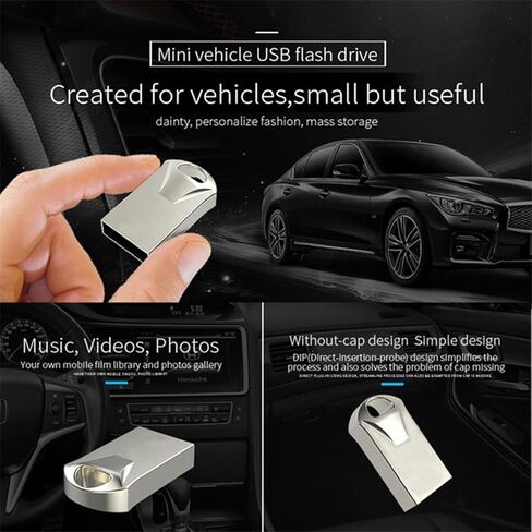 محركات أقراص فلاش USB صغيرة سعة 2 جيجابايت، عصا ذاكرة، محرك إبهام، محرك أقراص U-Disk لمكبر صوت موسيقى السيارة (أسود 2 جيجابايت مع محول OTG/Type-C) in Kuwait