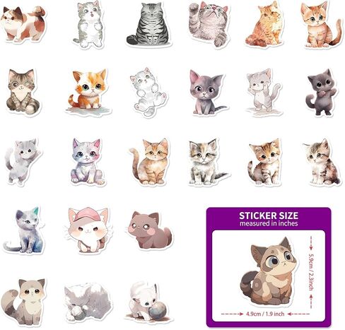لوفلي لايف 200 قطعة من ملصقات كاواي بتصميم قطة لطيفة من الفينيل، ملصقات مقاومة للماء للبالغين والمراهقين والاطفال والبنات والاولاد لدفتر اليوميات وزجاجة المياه والامتعة والجيتار ولوح التزلج ونوافذ in Kuwait