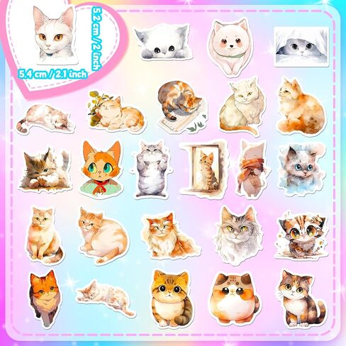 لوفلي لايف 200 قطعة من ملصقات كاواي بتصميم قطة لطيفة من الفينيل، ملصقات مقاومة للماء للبالغين والمراهقين والاطفال والبنات والاولاد لدفتر اليوميات وزجاجة المياه والامتعة والجيتار ولوح التزلج ونوافذ in Kuwait