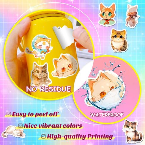 لوفلي لايف 200 قطعة من ملصقات كاواي بتصميم قطة لطيفة من الفينيل، ملصقات مقاومة للماء للبالغين والمراهقين والاطفال والبنات والاولاد لدفتر اليوميات وزجاجة المياه والامتعة والجيتار ولوح التزلج ونوافذ in Kuwait
