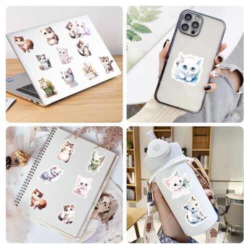 لوفلي لايف 200 قطعة من ملصقات كاواي بتصميم قطة لطيفة من الفينيل، ملصقات مقاومة للماء للبالغين والمراهقين والاطفال والبنات والاولاد لدفتر اليوميات وزجاجة المياه والامتعة والجيتار ولوح التزلج ونوافذ in Kuwait