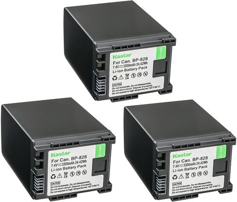 Kastar 3-Pack BP-828 Battery 7.4V 3300mAh Replacement for Canon BP-820 BP820, BP-828 BP828 Battery, Canon CG-800 CG800 Charger, Canon VIXIA HF G50 UHD 4K, VIXIA HF G60, VIXIA GX10 Camcorder in Saudi Arabia