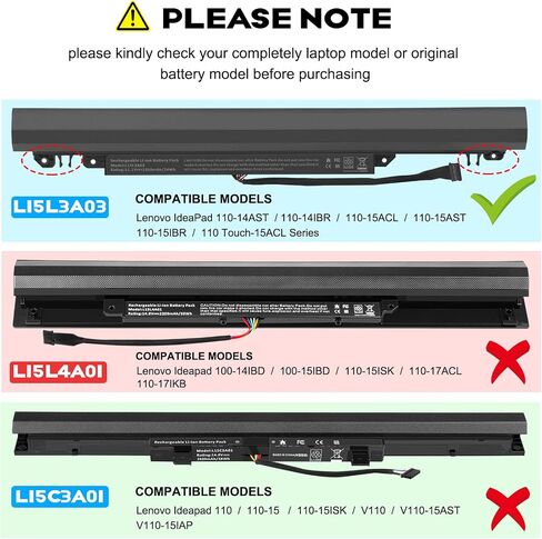 TREE.NB L15L3A03 Battery Compatible with Lenovo IdeaPad 110-14AST 110-14IBR 110-15ACL 110-15AST 110-15IBR 110-15ACL 110 Touch-15ACL 5B10L04166 5B10L04167 5B10L04215 L15S3A02 L15C3A03 in Saudi Arabia