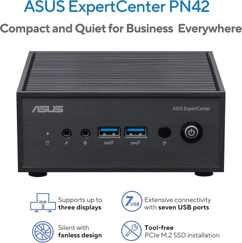 كمبيوتر مكتبي ASUS PN42-BBFN1000X1TD N100/BT5.2/65W/3Y/BK/VESA/BB، أسود in Kuwait