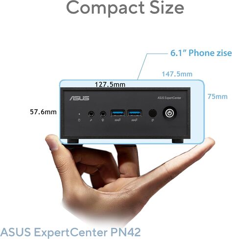 كمبيوتر مكتبي ASUS PN42-BBFN1000X1TD N100/BT5.2/65W/3Y/BK/VESA/BB، أسود in Kuwait