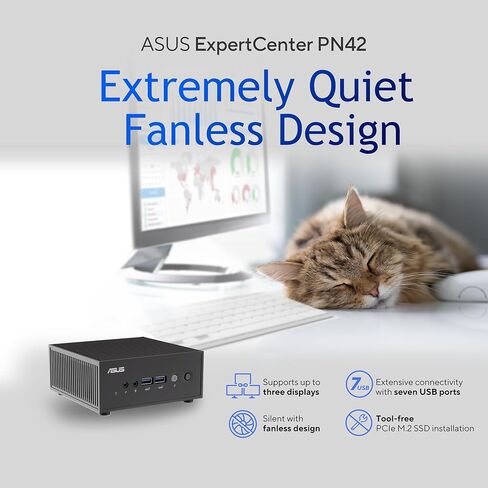 كمبيوتر مكتبي ASUS PN42-BBFN1000X1TD N100/BT5.2/65W/3Y/BK/VESA/BB، أسود in Kuwait