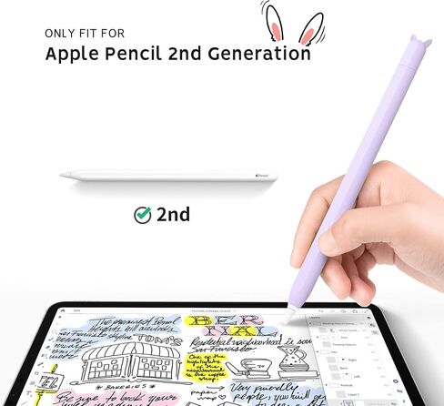 2 Pack Cute Ear Case Silicone Skin Cover Compatible with Apple Pencil 2nd Generation Accessories Compatible with iPad Pro 11 12.9 inch,Purple&Green in Kuwait
