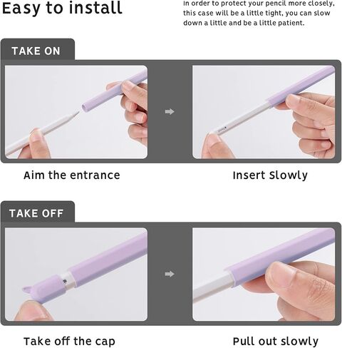 2 Pack Cute Ear Case Silicone Skin Cover Compatible with Apple Pencil 2nd Generation Accessories Compatible with iPad Pro 11 12.9 inch,Purple&Green in Kuwait