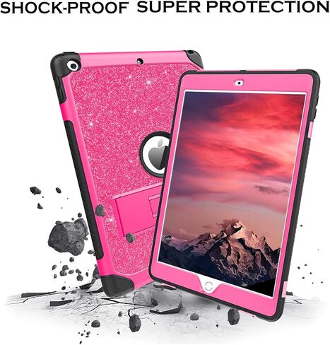 YINLAI Case for iPad 9th 8th 7th Generation 2021/2020/2019, iPad 10.2 Case with Pencil Holder Stand Soft Silicone Hard PC Shockproof Protective Tablet Cover for iPad 9/8/7 Gen 10.2 Inch, Purple/Black in Kuwait