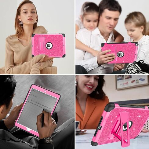 YINLAI Case for iPad 9th 8th 7th Generation 2021/2020/2019, iPad 10.2 Case with Pencil Holder Stand Soft Silicone Hard PC Shockproof Protective Tablet Cover for iPad 9/8/7 Gen 10.2 Inch, Purple/Black in Kuwait