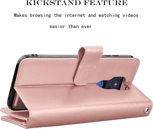 NJJEX for Moto G Play 2021 Case, for Motorola Moto G Play 2021 Wallet Case, [9 Card Slots] PU Leather ID Credit Holder Folio Flip [Detachable] Kickstand Magnetic Phone Cover & Lanyard [Rose Gold] in Saudi Arabia