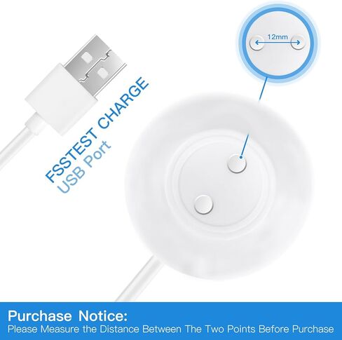 AREYTECO Rose Charger, 2 Pack Replacement USB Charging Cable, Endpoint Center Spacing 0.47 Inch/12mm, Standing Magnetic Adapter - White in Kuwait