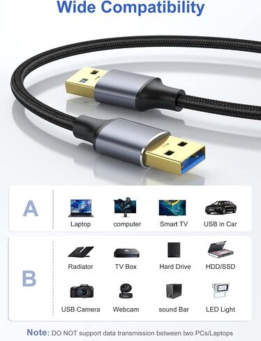 USB 3.0 Cable 1FT 2-Pack, Short USB A Male to Male Cable in Saudi Arabia