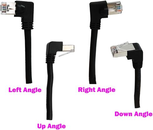 كابل تمديد إيثرنت CAT6، أسلاك RJ45 90 درجة محمية من ذكر إلى أنثى كابل تصحيح إيثرنت، يدعم عرض النطاق الترددي حتى 250 ميجا هرتز، 1.6 قدم، أسود (زاوية أعلى) in Kuwait