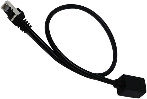 كابل تمديد إيثرنت CAT6، أسلاك RJ45 90 درجة محمية من ذكر إلى أنثى كابل تصحيح إيثرنت، يدعم عرض النطاق الترددي حتى 250 ميجا هرتز، 1.6 قدم، أسود (زاوية أعلى) in Kuwait