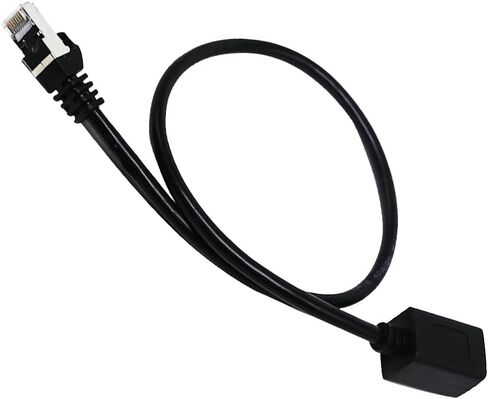 كابل تمديد إيثرنت CAT6، أسلاك RJ45 90 درجة محمية من ذكر إلى أنثى كابل تصحيح إيثرنت، يدعم عرض النطاق الترددي حتى 250 ميجا هرتز، 1.6 قدم، أسود (زاوية أعلى) in Kuwait