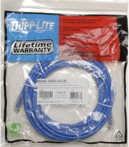 Tripp Lite Cat6 Gigabit Solid Conductor Snagless Patch Cable (RJ45 M/M ) - Blue, 25-ft.(N202-025-BL) in Saudi Arabia
