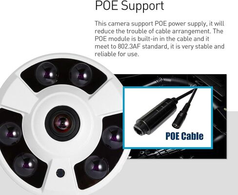 كاميرا REVOTECH Dome Fisheye POE IP، HD 3MP كاميرا أمان داخلية ONVIIF عدسة 1.7 مم 6 صفيف LED IR رؤية ليلية P2P عرض عن بعد CCTV كاميرا فيديو H.265/H.264(IF02-P أبيض) in Kuwait