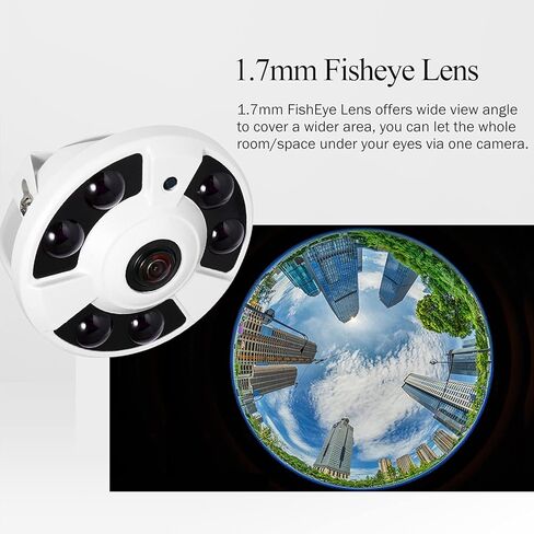 كاميرا REVOTECH Dome Fisheye POE IP، HD 3MP كاميرا أمان داخلية ONVIIF عدسة 1.7 مم 6 صفيف LED IR رؤية ليلية P2P عرض عن بعد CCTV كاميرا فيديو H.265/H.264(IF02-P أبيض) in Kuwait