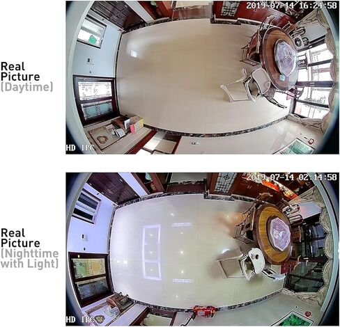 كاميرا REVOTECH Dome Fisheye POE IP، HD 3MP كاميرا أمان داخلية ONVIIF عدسة 1.7 مم 6 صفيف LED IR رؤية ليلية P2P عرض عن بعد CCTV كاميرا فيديو H.265/H.264(IF02-P أبيض) in Kuwait