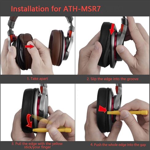 وسائد أذن من جلد البروتين كويك فيت من جيكريا، سماعات أذن بديلة لامتصاص الصوت ATH-MSR7 MSR7NC MSR7BK MSR7GM سماعات الأذن/أغطية الأذن/سماعات الأذن وسماعات الأذن وقطع غيار سماعات الأذن (بني) in Saudi Arabia