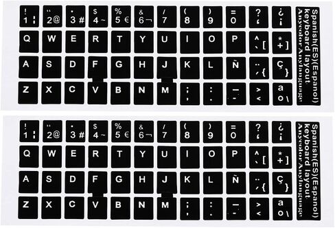 PATIKIL Spanish Keyboard Stickers, 2 Pack Universal Keyboard Replacement Cover Smooth for Notebook Desktop Computer, Black Background White Lettering in Saudi Arabia