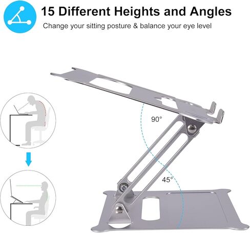 Fbrand Aluminum Laptop Stand for Desk, Portable Computer Stand for Laptop, Notebook Laptop Riser for Desk, Ergonomic Adjustable Height Notebook Stand Holder for 11 to 17 in Mac MacBook Pro Air Dell in Saudi Arabia