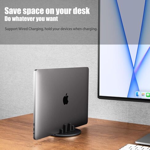 Magnetic Laptop & Mac Mini Vertical Stand Organizer, enGMOLPHY Magnetic Laptop Computer Holder Desktop Stand for New Retina Apple MacBook Pro/Air, Mac Mini, Apple TV, iPad Pro and Cell Phones in Kuwait