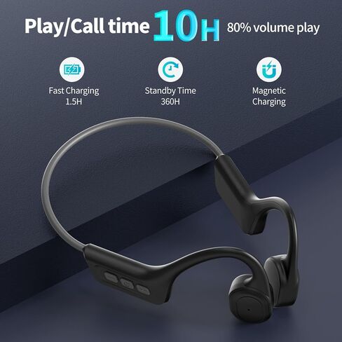 HCMOBI Bone Conduction Headphones, Open-Ear Bluetooth 5.3 Headphones with Mic, IPX7 Waterproof Sports Earbuds Wireless Earphones for Running Workout Cycling, 1.5 Fast Charging and 10H Working Time in Kuwait