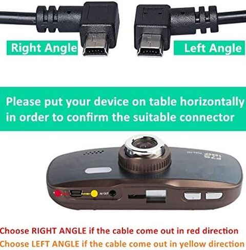 3M USB A to Mini B USB Cable 90 Degree Data Sync Charge Cord with 5 pcs Wiring Clips for Nextbase Dash Cam Car GPS Navigator DVR Digital Camera (Right Angle) in Saudi Arabia