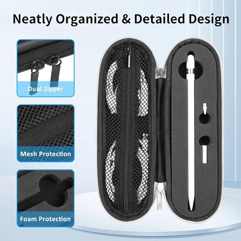 TITACUTE for Apple Pencil Case Carrying Case Hard Foam Zipper Shockproof Protective Travel iPencil Case Holder for Apple Pencil 1st Generation 2nd Gen for iPad 10 Pro Stylus Pen Charger Cable Adapter in Kuwait