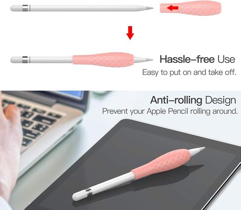 MoKo [2 Pack Silicone Grip Holder Ergo Protective Sleeve Cover Case Accessories Compatible with Apple Pencil 1st / 2nd Generation, Black & Red in Kuwait