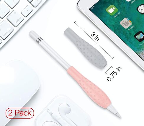 MoKo [2 Pack Silicone Grip Holder Ergo Protective Sleeve Cover Case Accessories Compatible with Apple Pencil 1st / 2nd Generation, Black & Red in Kuwait
