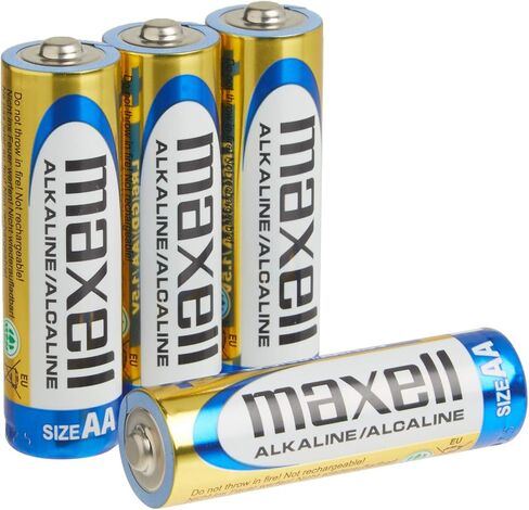 Maxell - 723465، بطارية قلوية AA موثوقة - تدوم 10x طويلة مع أداء 1.5 فولت مع خالية من الزئبق والكادميوم - مثالية للوحات المفاتيح اللاسلكية والماوس والساعات والمصابيح الكاشفة والألعاب - عبوة من 4 قطع in Kuwait