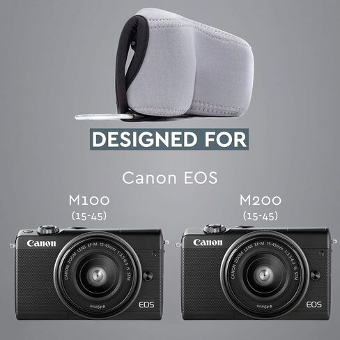 حقيبة كاميرا MegaGear Canon EOS M100, M200 (15-45 ملم) مصنوعة من مادة النيوبرين خفيفة للغاية، مع حلقة تسلق - رمادي - MG1323 in Saudi Arabia