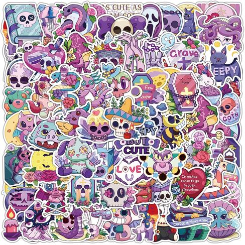 مجموعة 100 قطعة من ملصقات الفينيل القوطية اللطيفة، ملصقات رعب رائعة مقاومة للماء لزجاجة المياه، سجل القصاصات، الكمبيوتر المحمول، حافظة الهاتف، الفتيات المراهقات والبالغين حزمة هدايا قوطية لطيفة in Kuwait