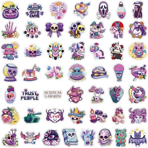 مجموعة 100 قطعة من ملصقات الفينيل القوطية اللطيفة، ملصقات رعب رائعة مقاومة للماء لزجاجة المياه، سجل القصاصات، الكمبيوتر المحمول، حافظة الهاتف، الفتيات المراهقات والبالغين حزمة هدايا قوطية لطيفة in Kuwait