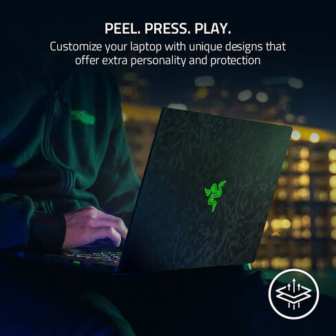 Razer Skin Vinyl Laptop Wrap: Blade 15 - Full Wrap - Premium 3M Cast Vinyl - Scratch Resistant - Unique Designs & Finishes - Easy Application - Lenticular Camo - Black in Kuwait