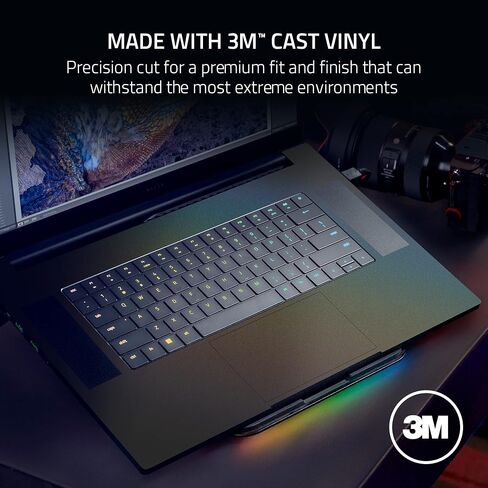 Razer Skin Vinyl Laptop Wrap: Blade 15 - Full Wrap - Premium 3M Cast Vinyl - Scratch Resistant - Unique Designs & Finishes - Easy Application - Lenticular Camo - Black in Kuwait