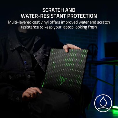 Razer Skin Vinyl Laptop Wrap: Blade 15 - Full Wrap - Premium 3M Cast Vinyl - Scratch Resistant - Unique Designs & Finishes - Easy Application - Lenticular Camo - Black in Kuwait