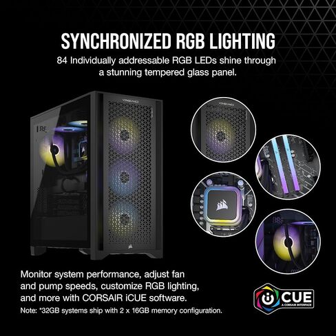 كمبيوتر الألعاب Corsair Vengeance i7500 Series - وحدة المعالجة المركزية Intel Core i5 14600KF المبردة بالسوائل - وحدة معالجة الرسومات NVIDIA GeForce RTX 4070 - ذاكرة Vengeance RGB DDR5 سعة 32 جيجابايت - 1 تيرابايت M.2 SSD - أسود in Kuwait