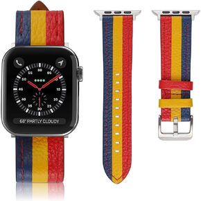 VAKS Compatible with Apple Watch Ultra Leather Band 38mm 40mm 41mm 42mm 44mm 45mm 49mm for Women Men, Genuine Leather Wristband Replacement Strap for iWatch Series Ultra/SE2/8/7/6/5/4/3/2/1/SE