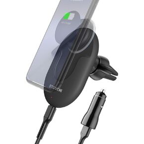 شاحن سيارة لاسلكي يثبت في السيارة بوب، ستوتشي 2 في 1 10 وات كيو آي شحن سريع مع حامل هاتف بفتحات تهوية متوافقة مع آيفون 12 / آيفون 11 / 11 برو / اكس / اكس / اكس / 8 ماكس ، سامسونج S20 / نوت 10 in Kuwait
