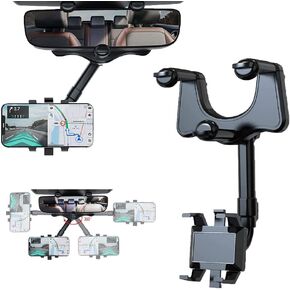 حامل موبايل للسيارة اصدار جديد 2022، حامل موبايل لمراة الرؤية الخلفية للسيارة، حامل موبايل للسيارة قابل للدوران 360 درجة، حامل موبايل متعدد الوظائف للسيارة، لجميع الهواتف المحمولة in Kuwait